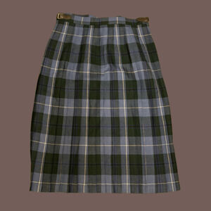 Wool Plaid Kilt Skirt | Blue Tartan | Size 4 | Vintage
